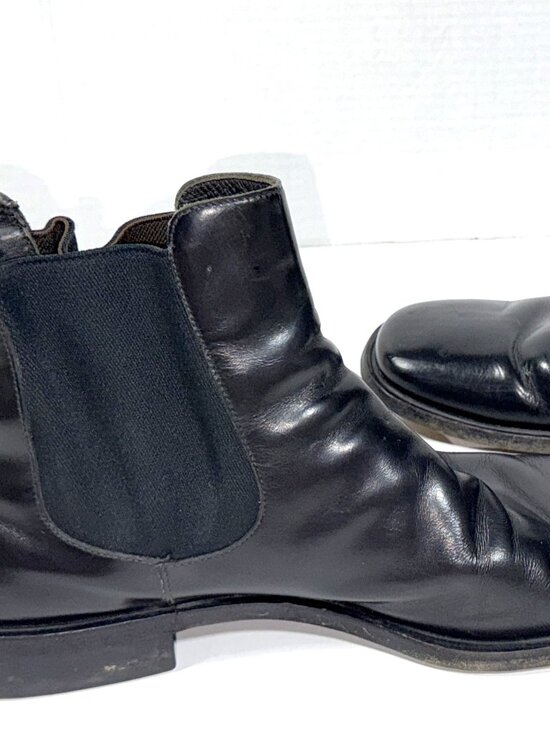Prada Chelsea Boot Italian Leather Black Square Toe PullOn Elastic Ankle 9 US 10